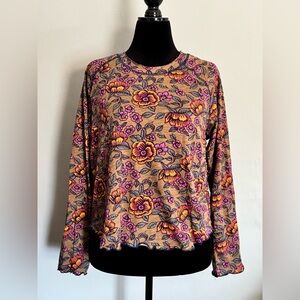 Natural Life Lily Cotton Long-Sleeve Floral Tee - Size XL - NWT